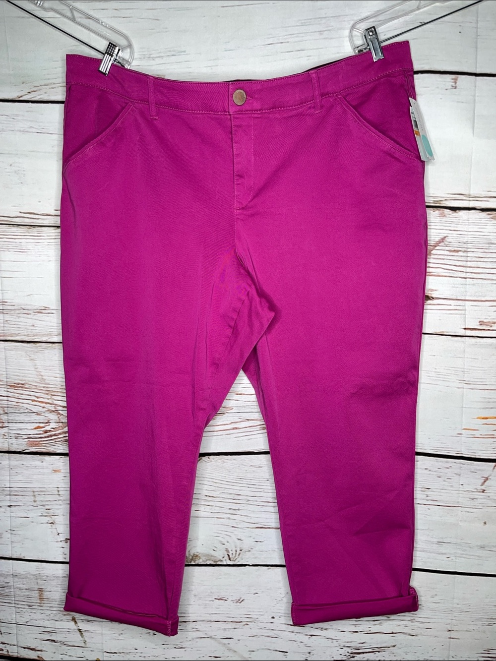 Democracy NWT Sz 24W Magenta “Ab” Solution Booty Lift Ankle Slimmer Jean Capris